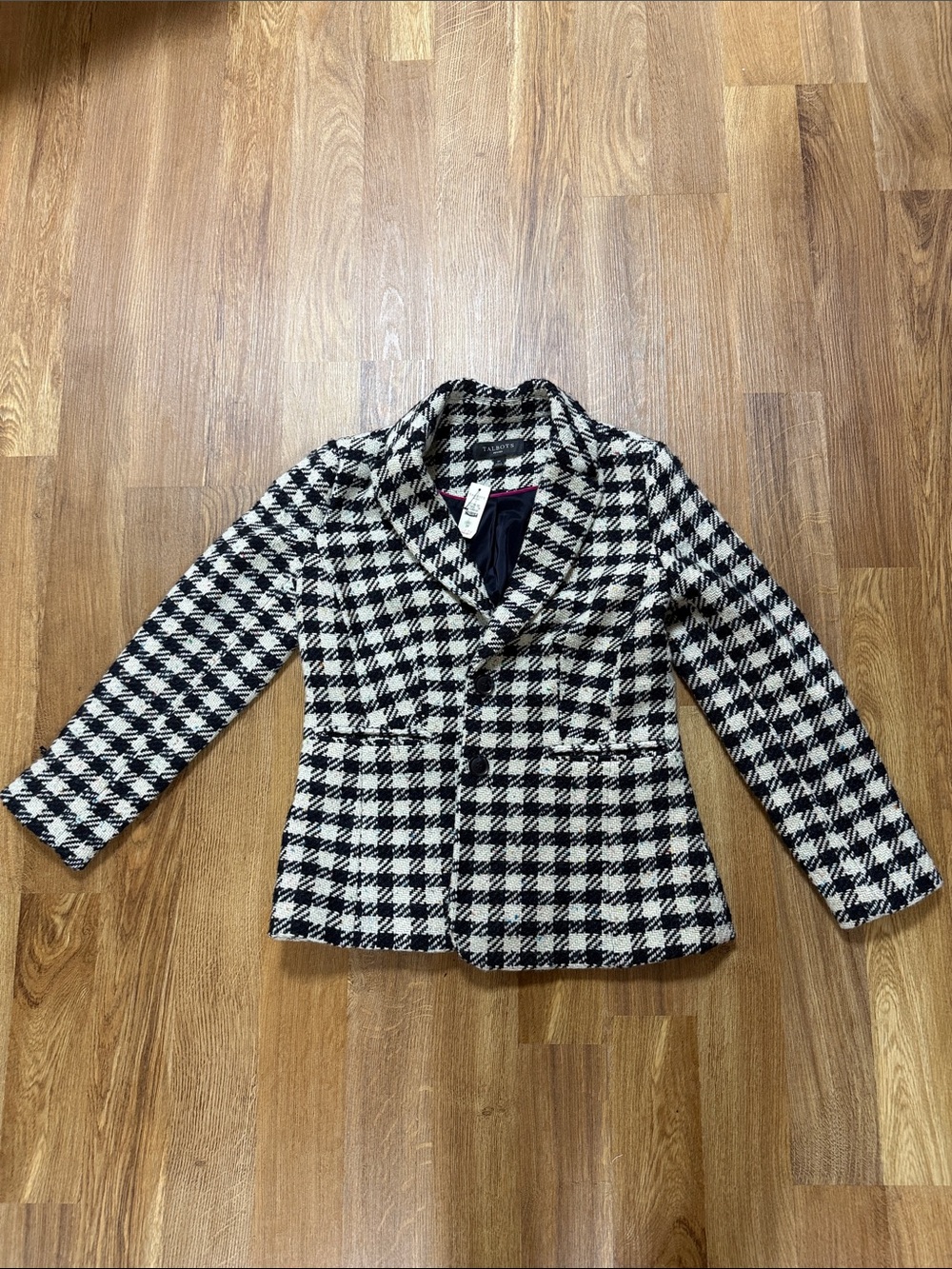 Talbots Black and White Houndstooth Blazer